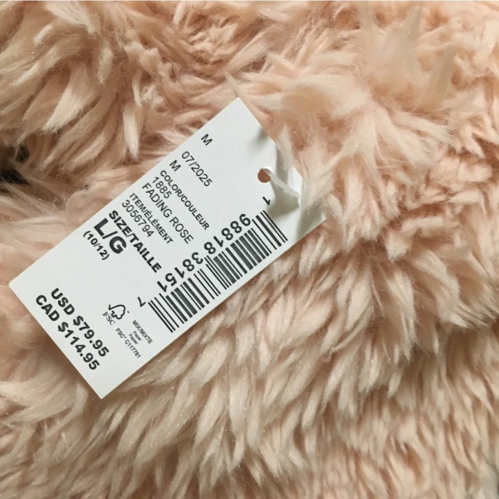 Pink Faux Fur Jacket NWT L(10/12)